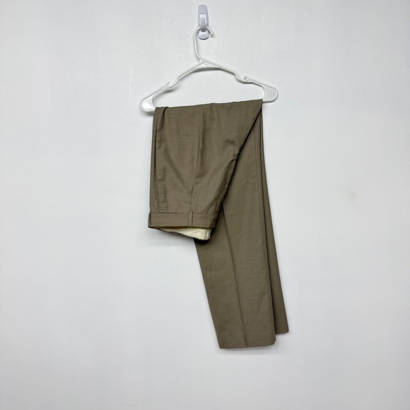 Oscar De La Renta Mens Classic Trousers Khaki Pleated Dress Pants - Picture 7 of 9